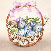 Easter Decoupage Napkins - Traditional Easter Basket - 1 pc