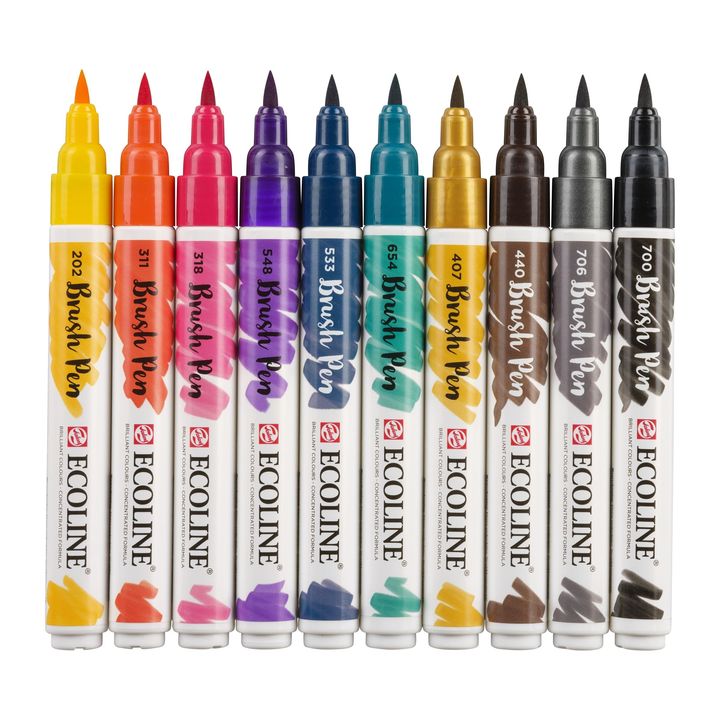 Ecoline Dark Watercolor Brush Pens