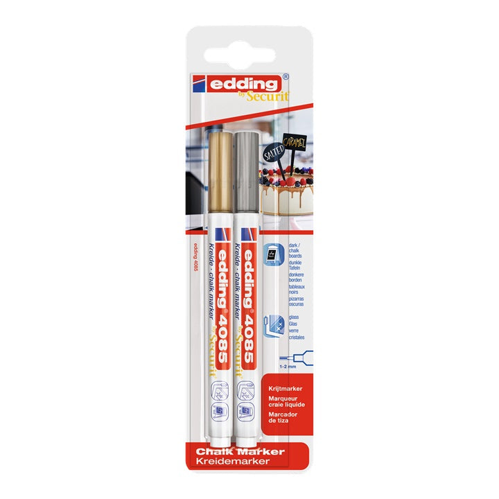 Edding 4085 Gold and Silver Chalk Markers Set — image 2