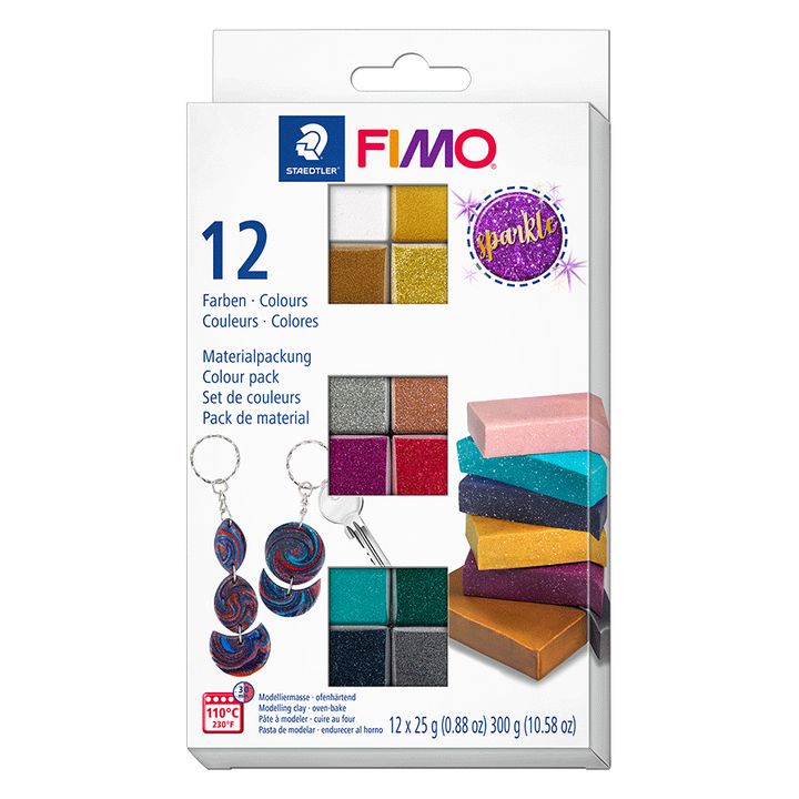 FIMO Effect Polymer Clay Set, Glitter Colors, 12 x 25 g