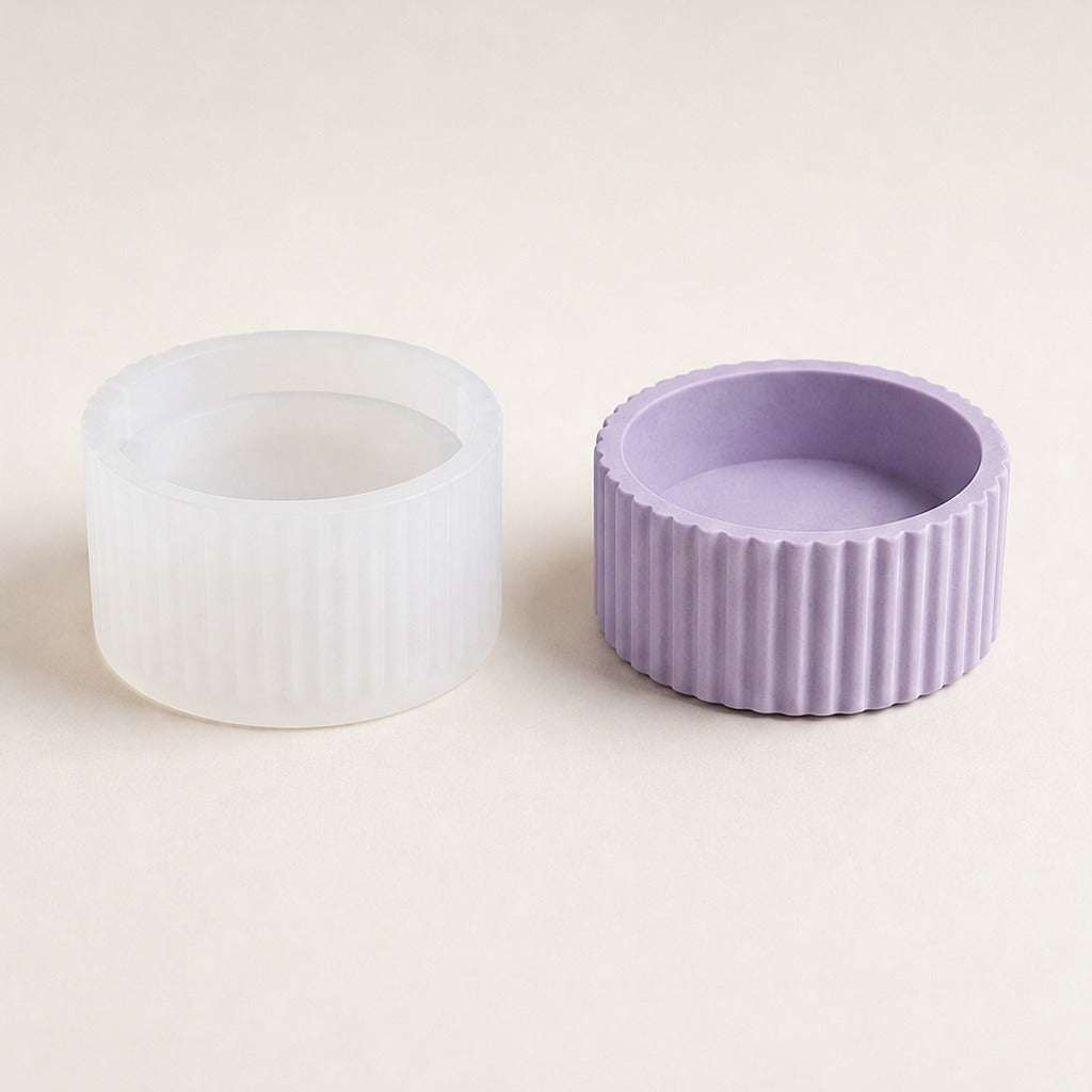 Flexible Silicone Casting Mold for Home Decor – low fluted jar – ⌀ 8.2 × 4 cm