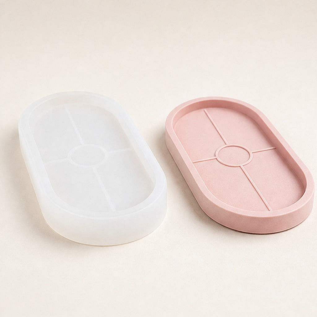 Flexible Silicone Casting Mold for Home Decor – oval tray – 17.8 × 9.4 cm