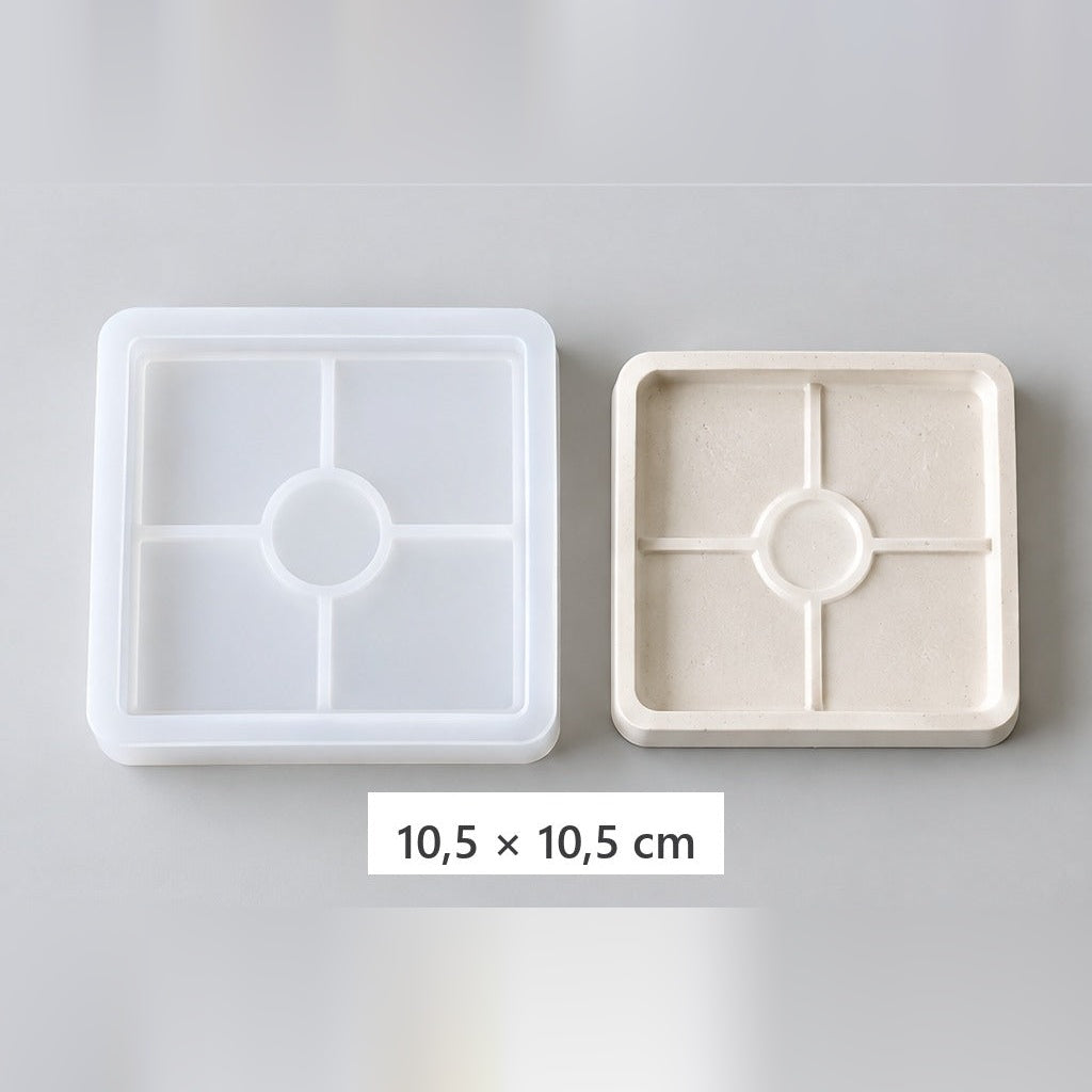 Flexible Silicone Casting Mold for Trays and Coasters – square tray – 10.5 × 10.5 cm