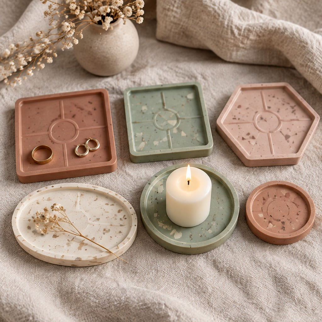 Flexible silicone mold for casting trays and coasters