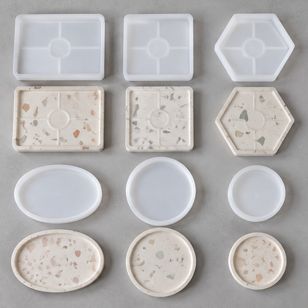 Flexible silicone mold for casting trays and coasters