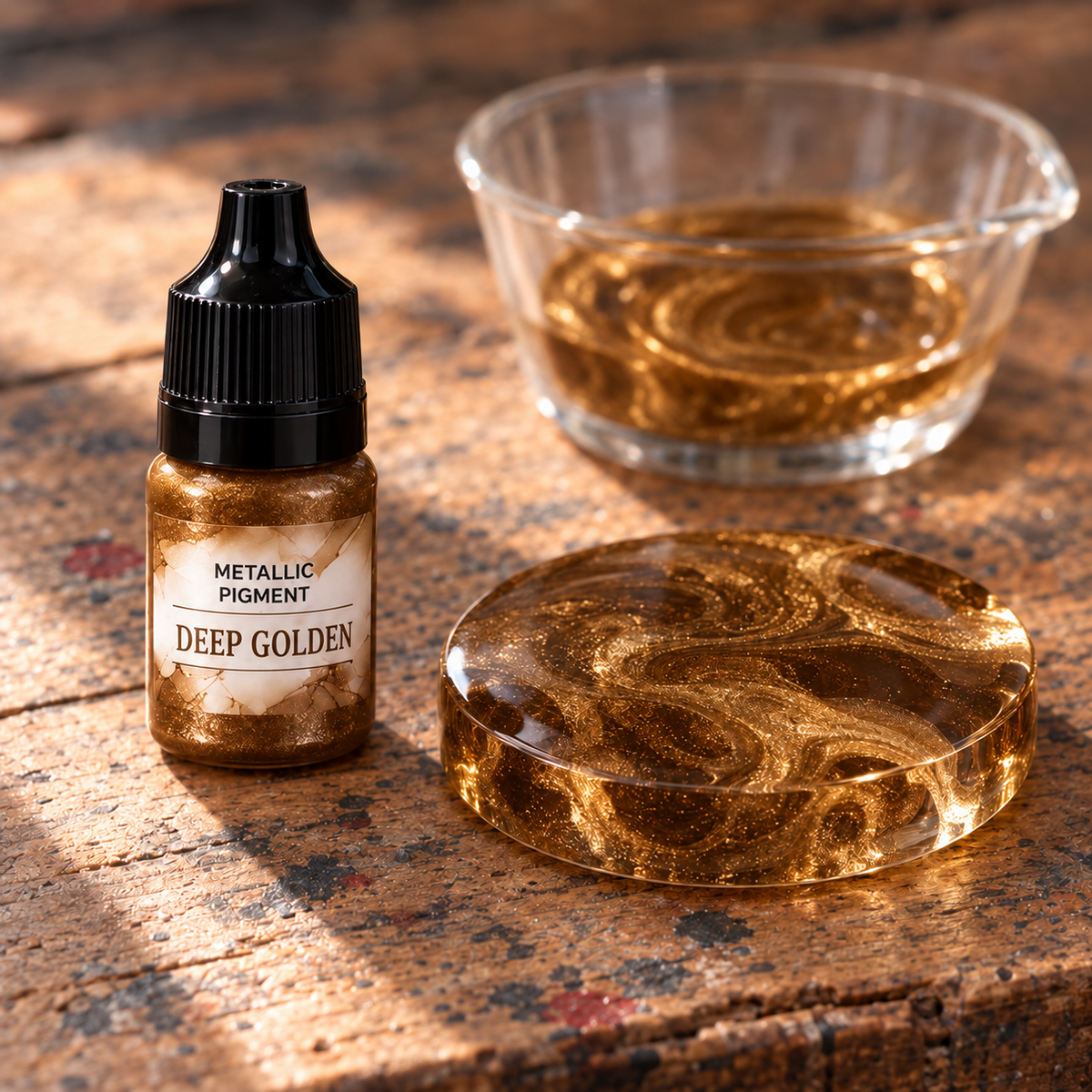 Fluid Metallic Pigment for Resin 5 ml – Dark Gold (Deep Golden)