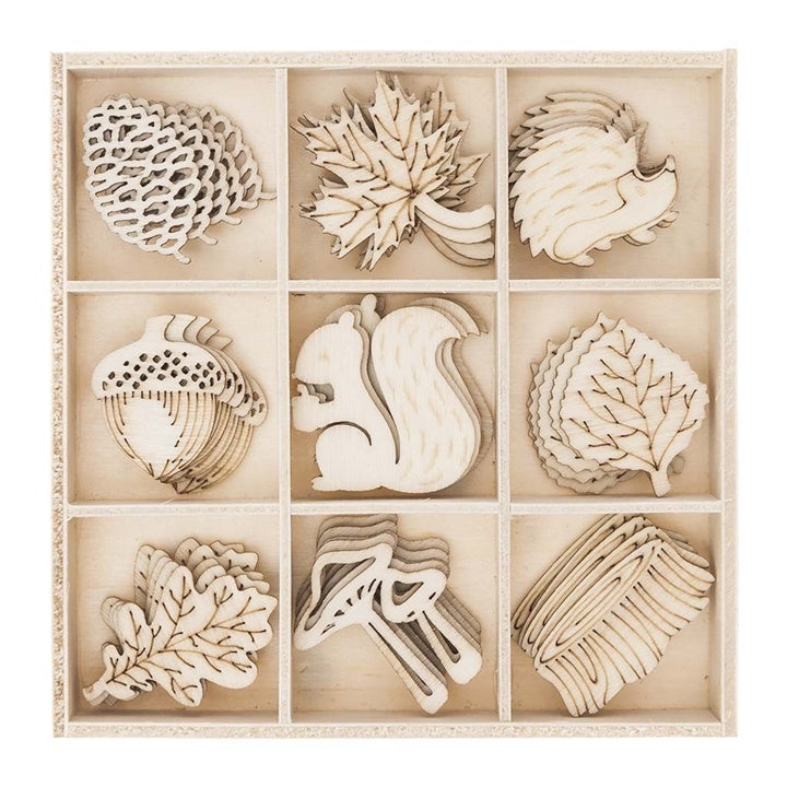 Forest Wooden Decorative Ornaments Set of 45