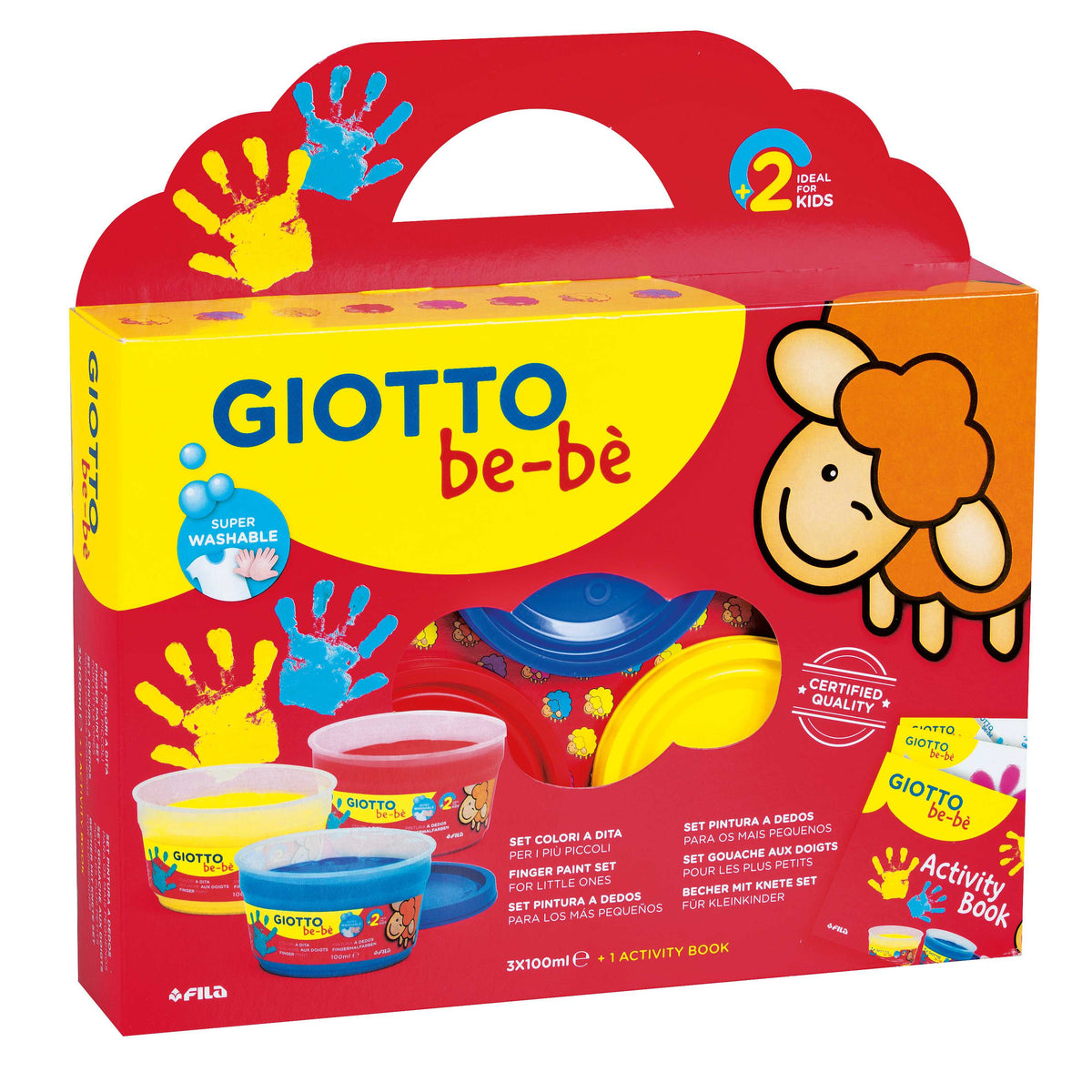 GIOTTO Be-Be Finger Paint Set 3 x 150 ml with Activity Book