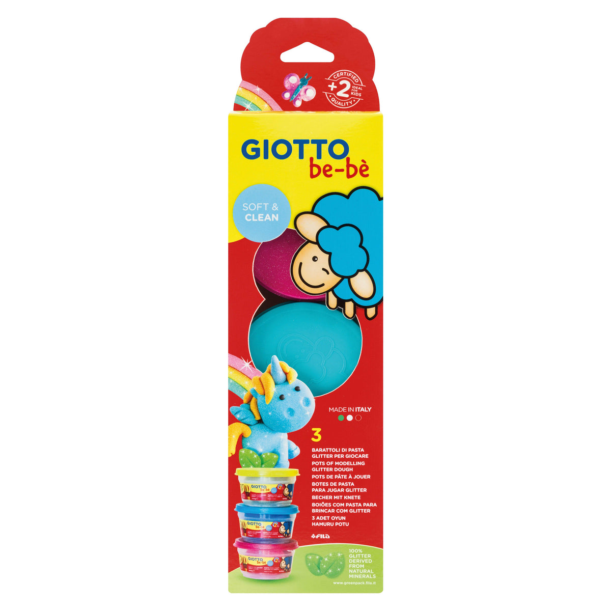GIOTTO BE-BE Soft Glitter Modelling Dough 3 x 100 g