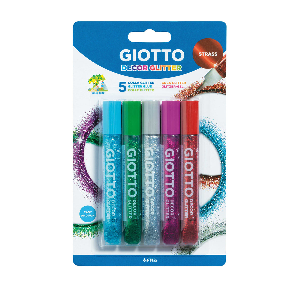 Glitter Glue GIOTTO Gem Colors - 5 x 10 g