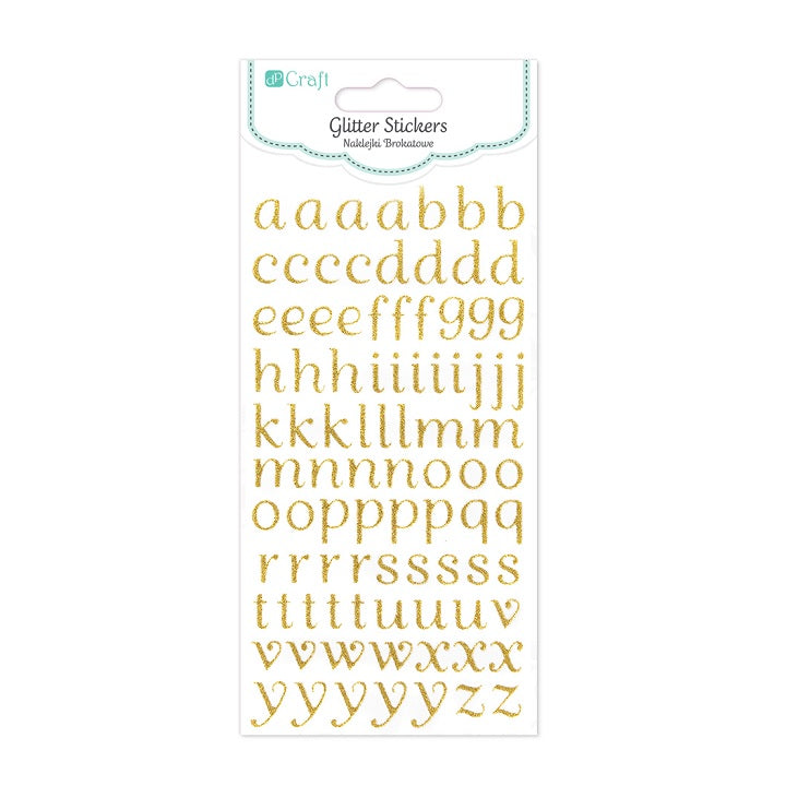 Glitter Stickers, Small Alphabet, 90 pcs