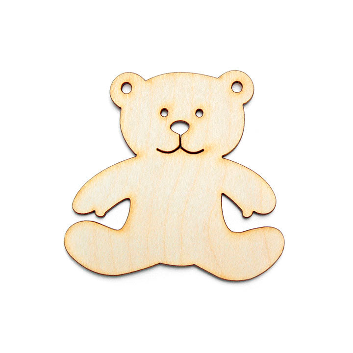 Hanging Wooden Decoupage Ornament - Teddy Bear
