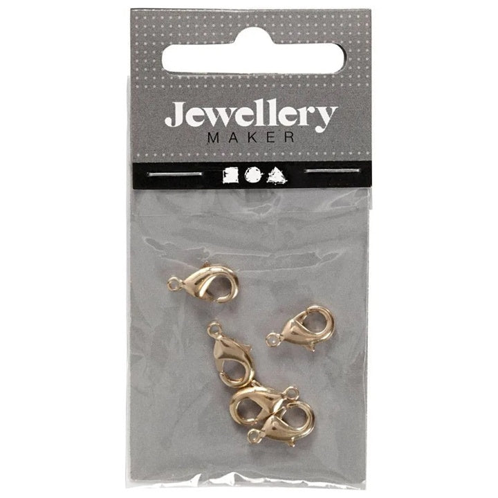 Jewelry Lobster Clasps, 10.1 mm, Gold, Set of 5