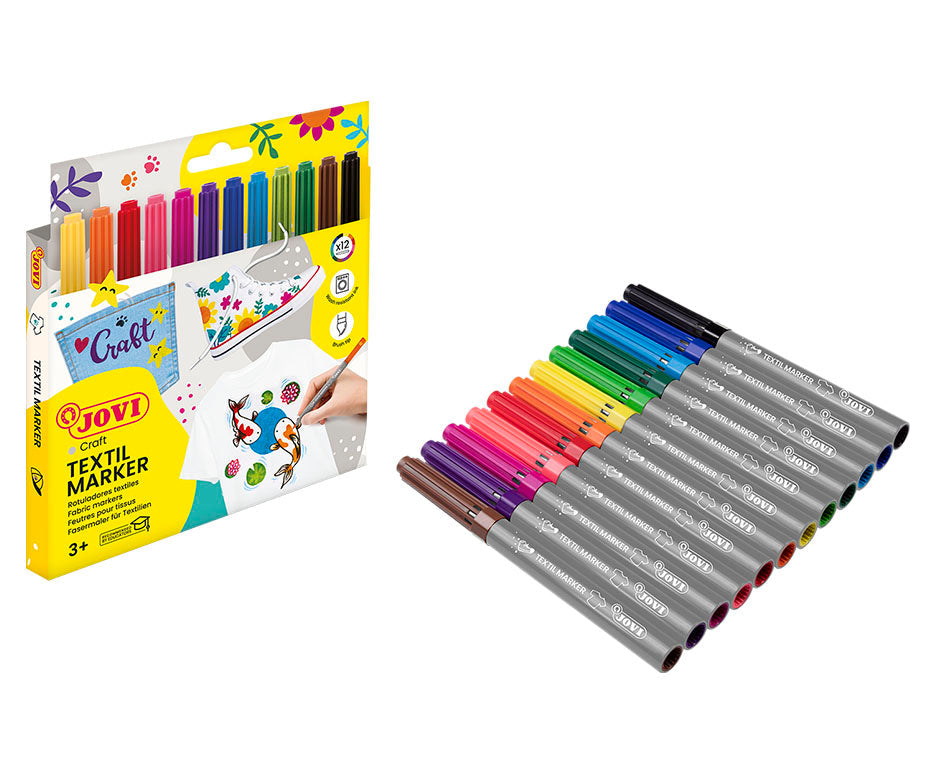JOVI Jovidecor Textil Fabric Markers Brush Tip 12 pcs