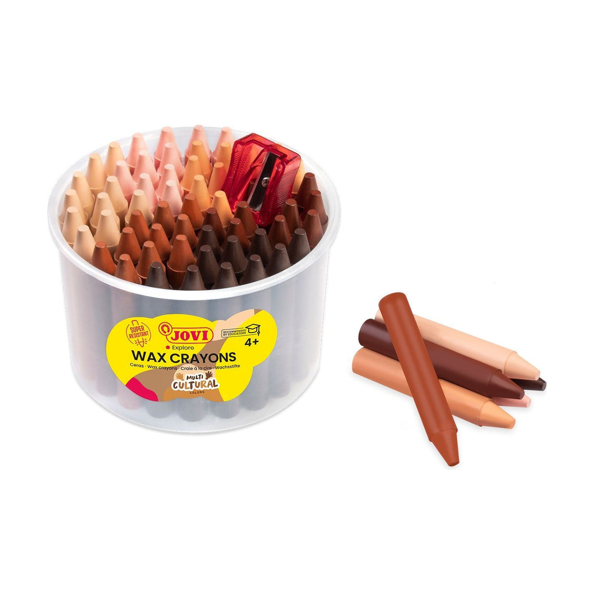 JOVI Jumbo Round Wax Crayons Skin Tones - Set of 60 pcs with Sharpener