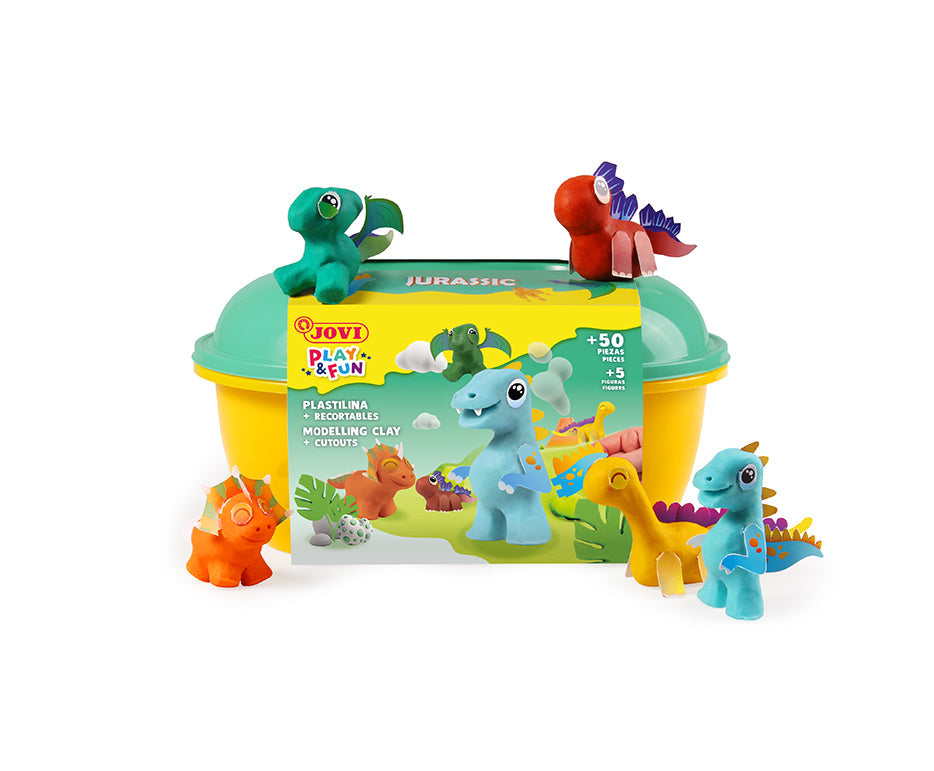 JOVI Play&Fun Natural Plasticine Case Jurassic – Modelling Set 360 g