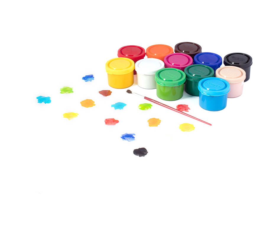 JOVI Premium Tempera Paint Set 12 x 35 ml with Brush