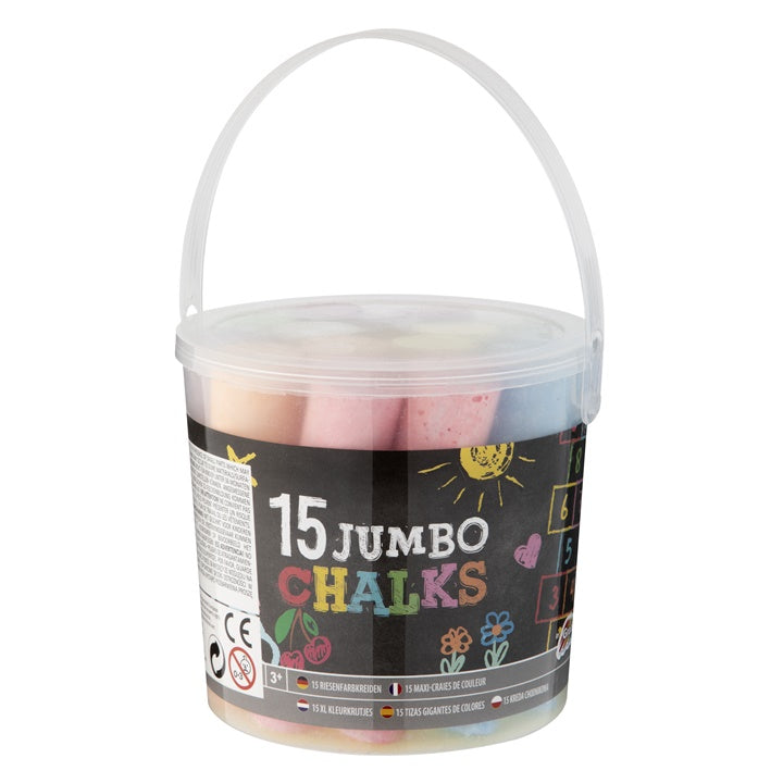 JUMBO Colored Chalks in a Bucket, 15 pcs