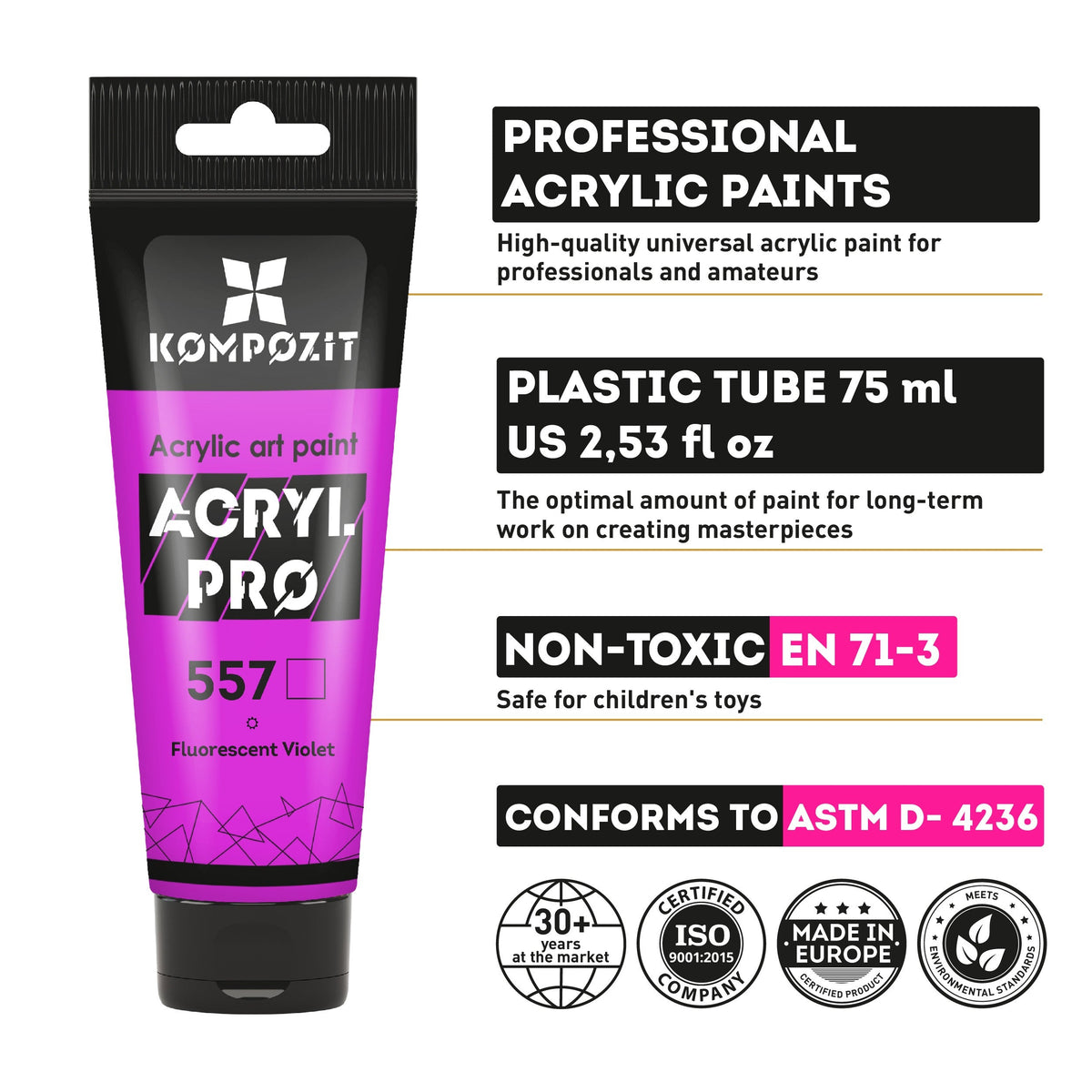 Kompozit ACRYL PRO ART Fluorescent Acrylic Paint 75 ml