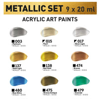 Kompozit ACRYL PRO Metallic Acrylic Paint Set, 9 x 20 ml