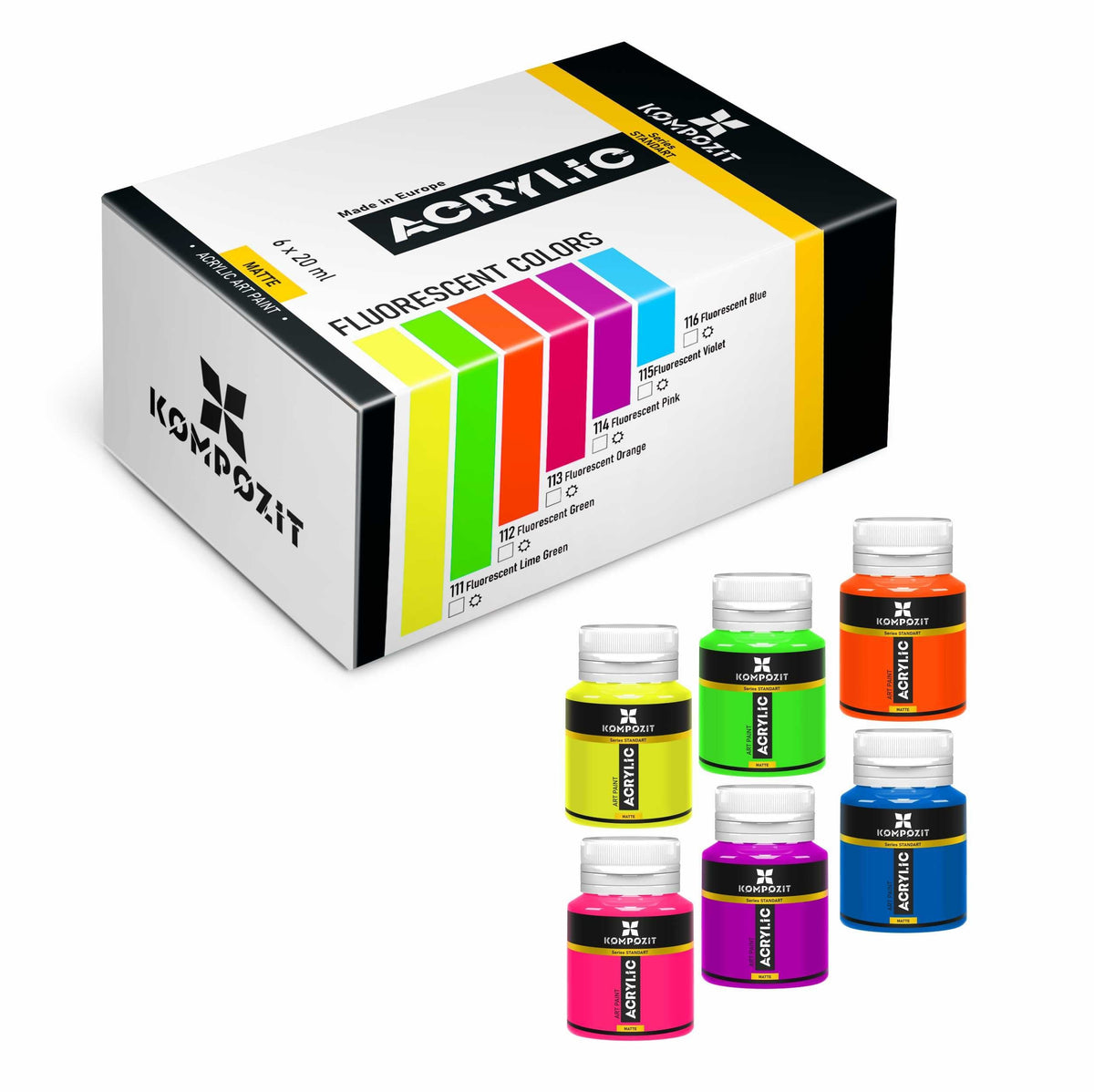 Kompozit STANDART Fluorescent Acrylic Paint Set, 6 x 20 ml — image 8
