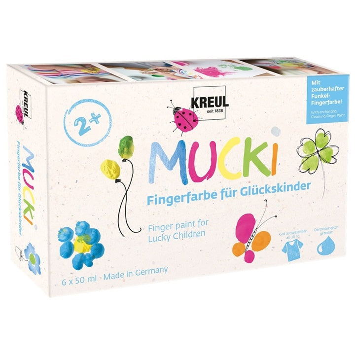KREUL MUCKI Finger Paints for Boys, Set of 6 x 50 ml