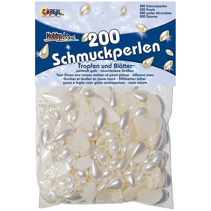 KREUL Pearlescent Drops and Leaves, 200 pcs, Pearl Cream