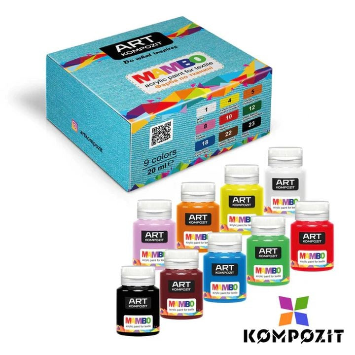 MAMBO Kompozit Set of Fabric and Leather Paints, 9 x 20 ml, image 4