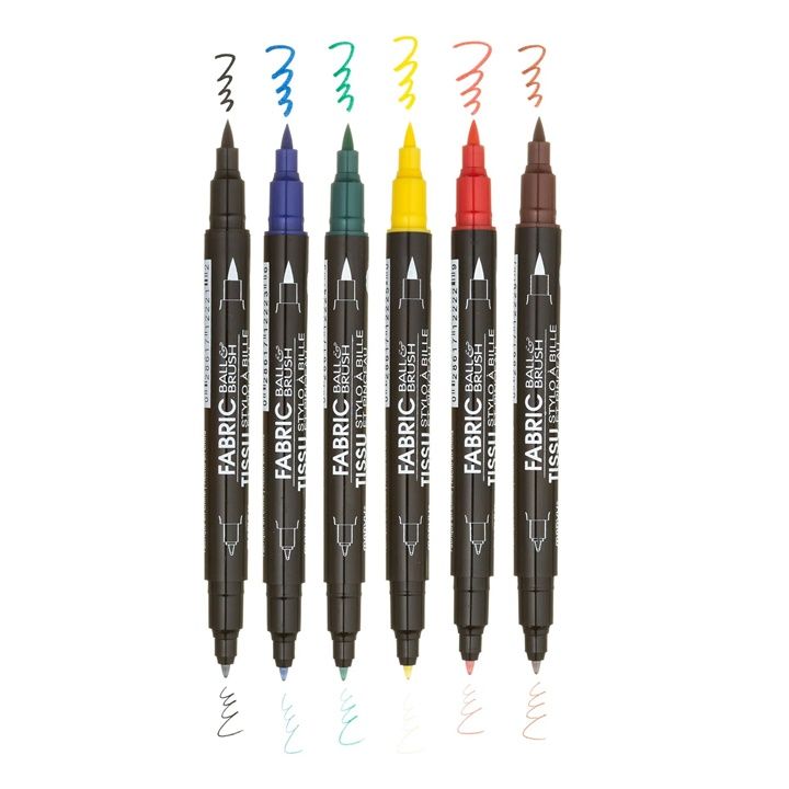 Marvy 122-S Fabric Marker, Round and Brush Tips | various shades — image 1