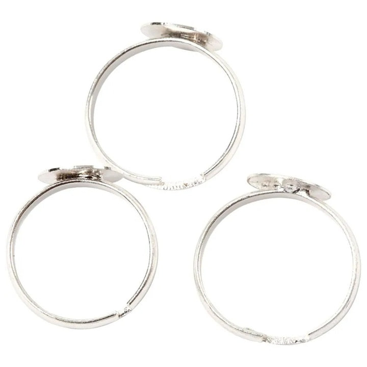 Metal Ring Base, Silver, Set of 15