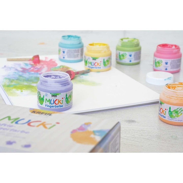 MUCKI Pastel Finger Paints for Kids, Set of 6 x 150 ml — image 1