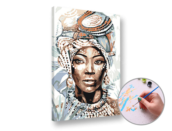Paint by Numbers AFRICAN WOMAN – Intermediate Difficulty | various sizes and framing option — image 1