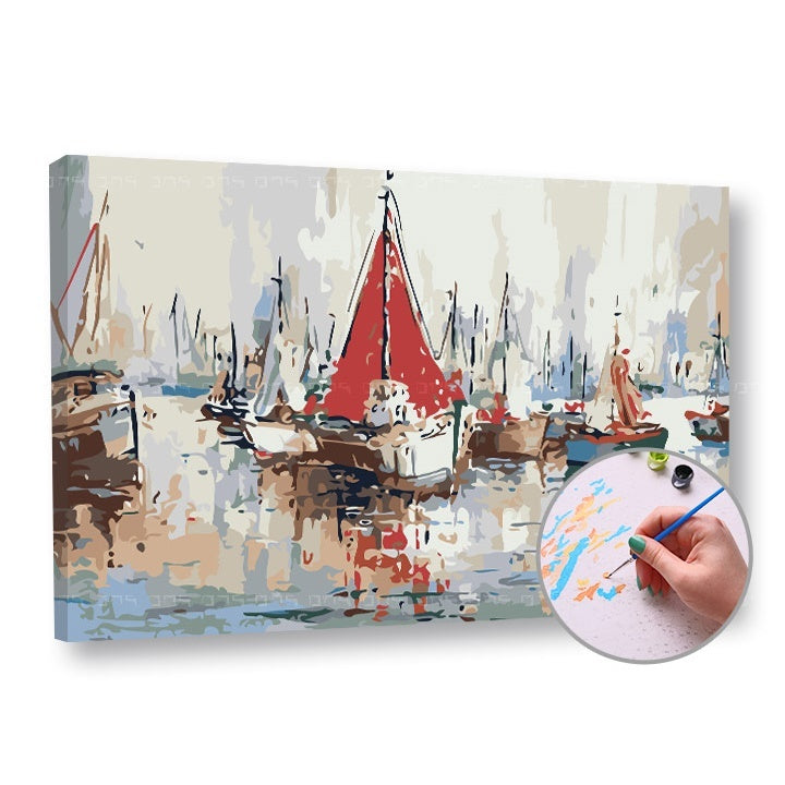 Paint by Numbers: Boats, Low Difficulty | various sizes and framing option — image 1