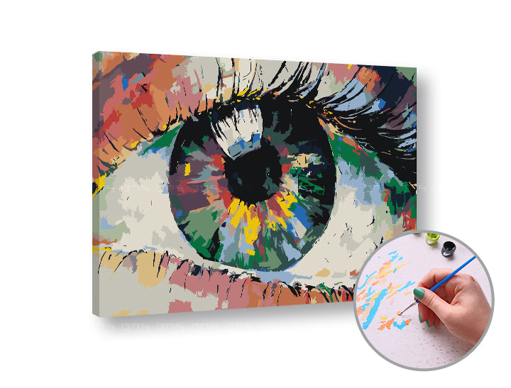 Paint by Numbers COLORFUL EYE – easy level | various sizes & frames | ARTMiE