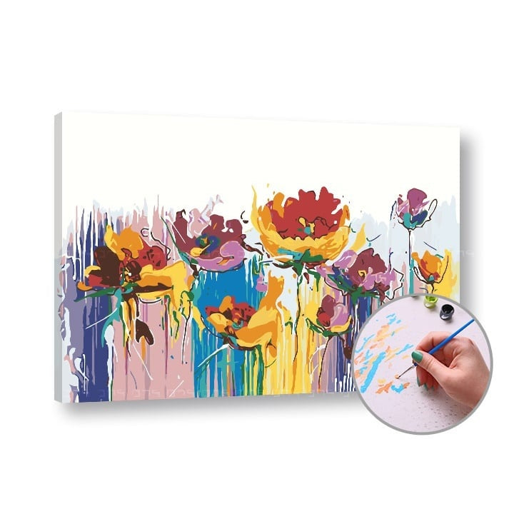 Paint by Numbers COLORFUL FLOWERS – Intermediate Difficulty | various sizes and framing options — image 1
