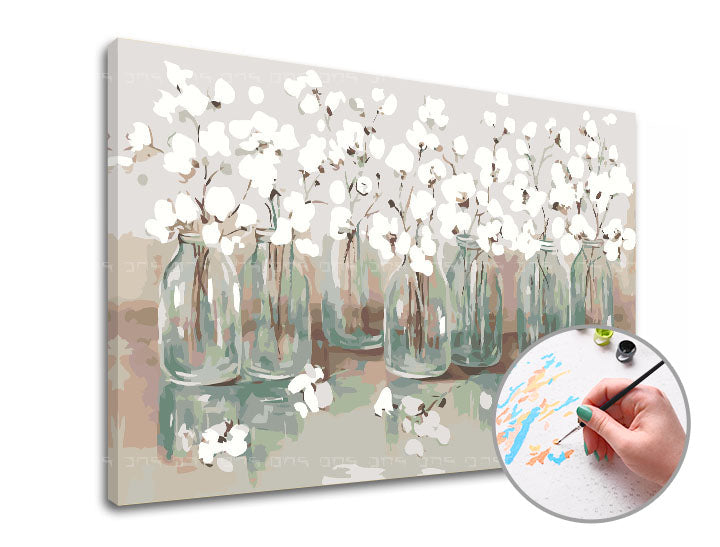 Paint by Numbers FLOWERS IN GLASS | Medium Difficulty — image 1