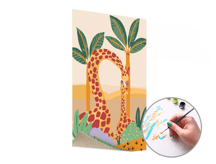 Paint by Numbers: Giraffe and Calf – without frame