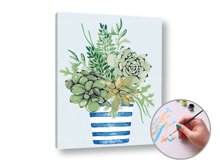 Paint by Numbers Green Flowers in Bloom | Difficulty: Easy | ARTMiE