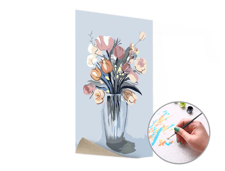 Paint by Numbers Pink Bouquet in a Vase