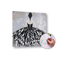 Paint by Numbers Woman in a Black Dress – Intermediate Difficulty | various sizes and framing options — image 1