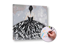Paint by Numbers Woman in a Black Dress – Intermediate Difficulty | various sizes and framing options — image 2