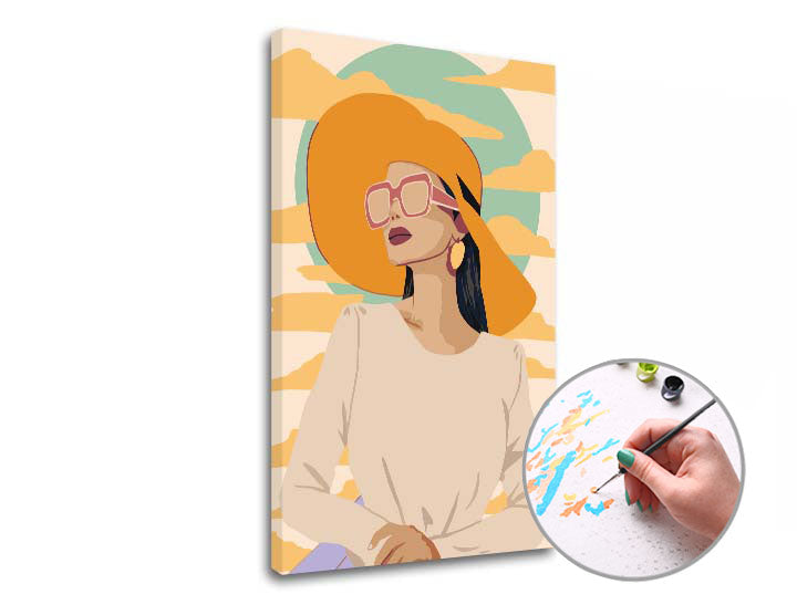 Paint by Numbers Woman in a Yellow Hat | Low Difficulty — image 3