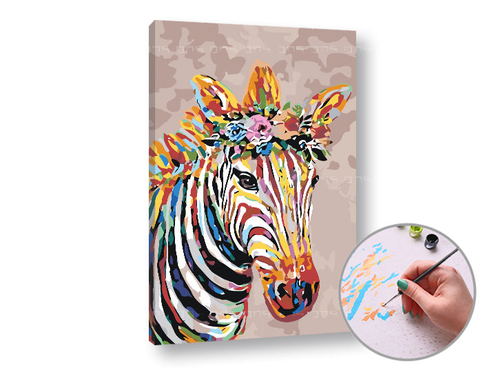 Paint by Numbers Zebra with Flowers | Medium Difficulty — image 2