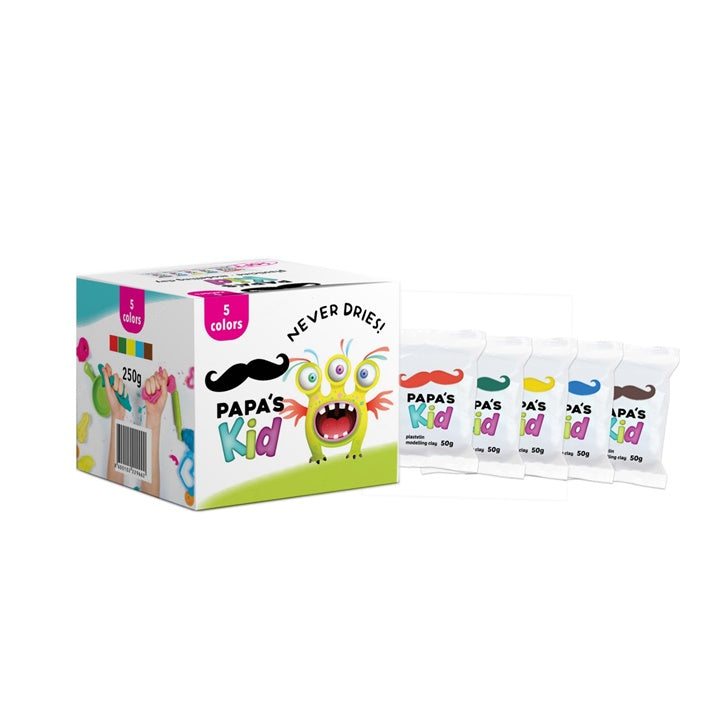 Papa's Kid Kids Modeling Clay, Small Basic Set of 5 x 50 g