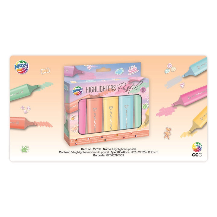 Pastel Highlighters, Set of 5, image 3