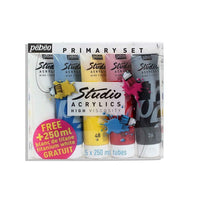 Pebeo Studio Acrylic Acrylic Paints - Basic Set / Set of 5 x 250 ml