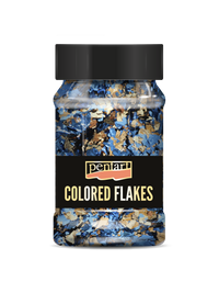 Pentart Metallic Foil Flakes 100 ml – blue - gold