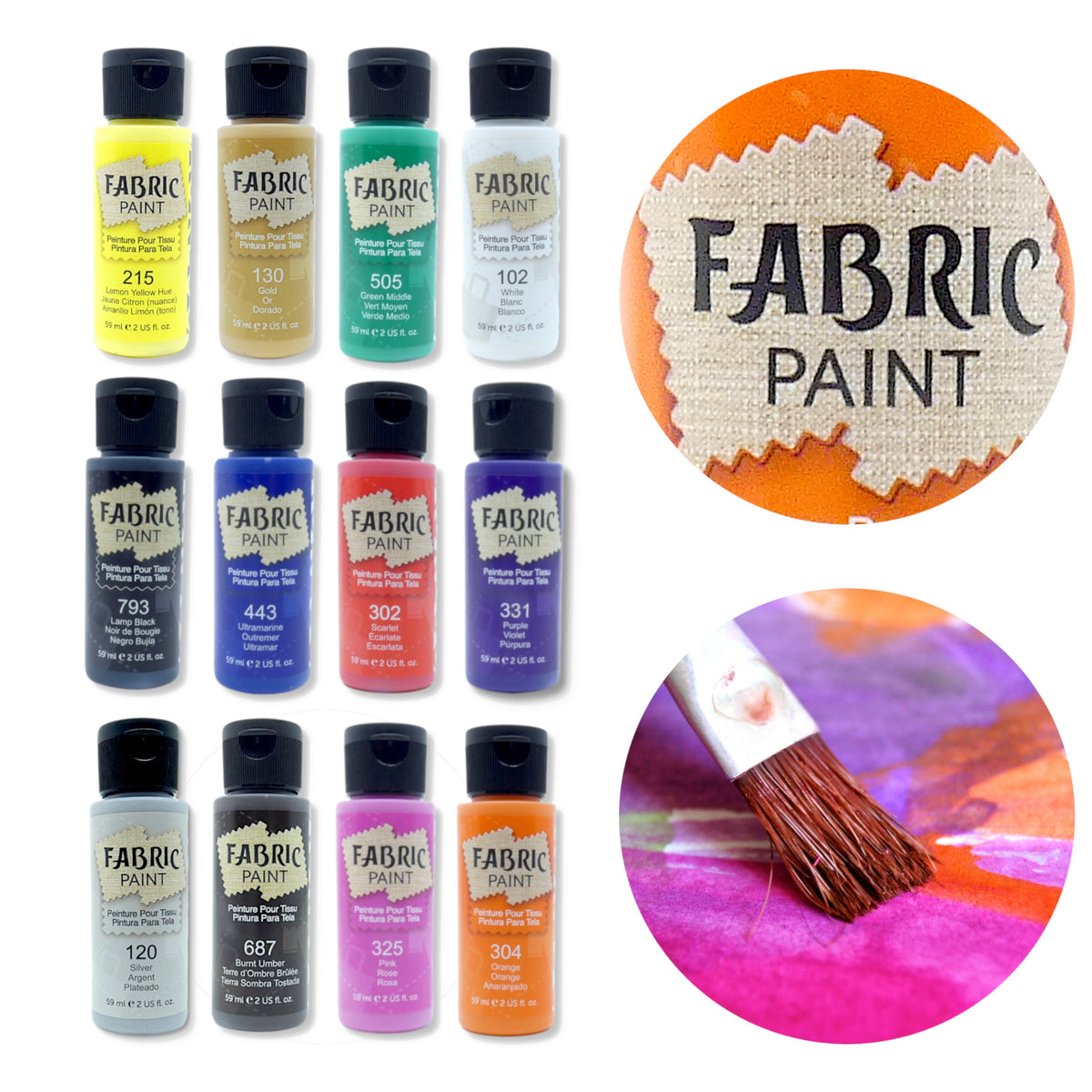 Phoenix Fabric Paint Set, 12–24 x 59 ml