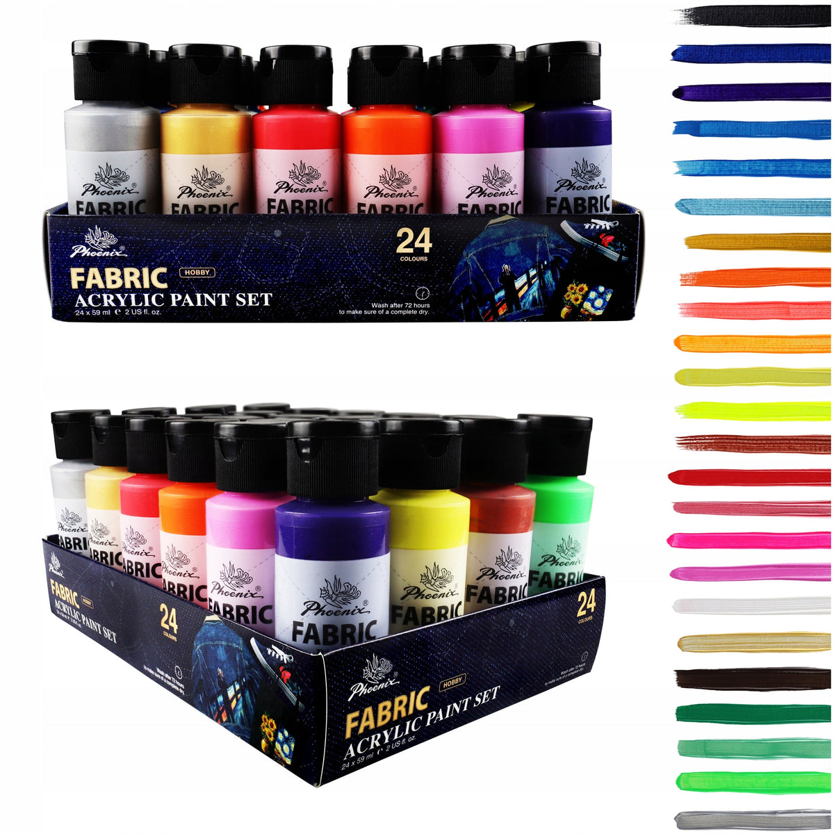 Phoenix Fabric Paint Set, 12–24 x 59 ml