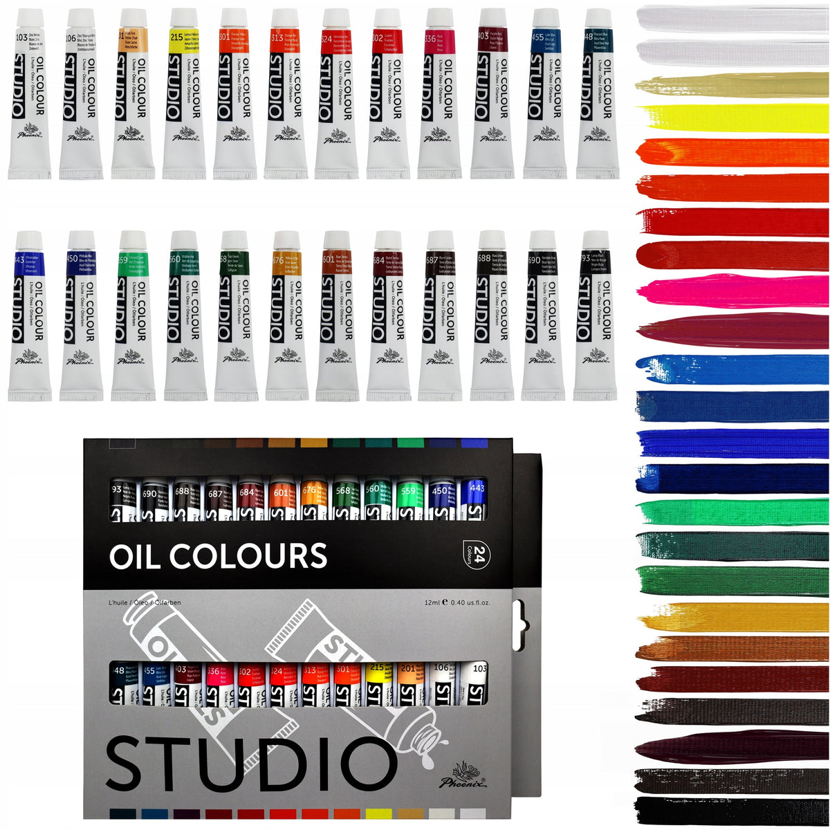 Phoenix Oil Paint Set, 12–24 x 12 ml